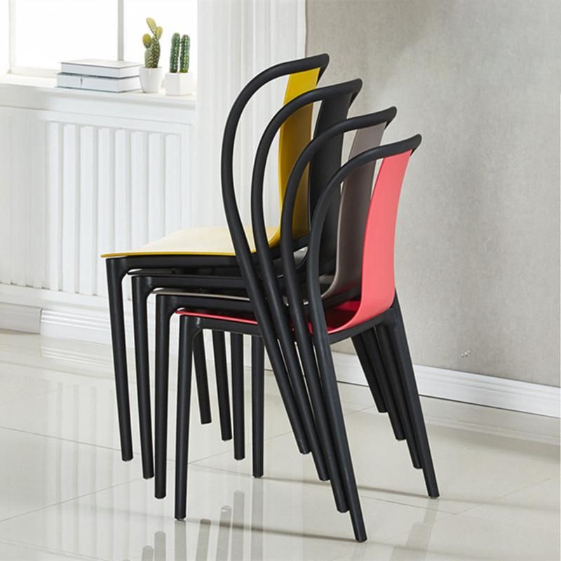 Modern Simple Style Outdoor Colorful Restaurant Armless Design Furniture Fashion Leisure Stackable Dining Room Plastic Chairs