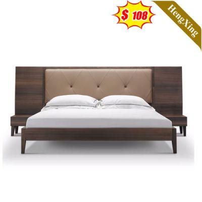 Wooden Home Hotel Furniture MDF Wardrobe Murphy Upholstered Leather Surface King Size Queen Bed Set