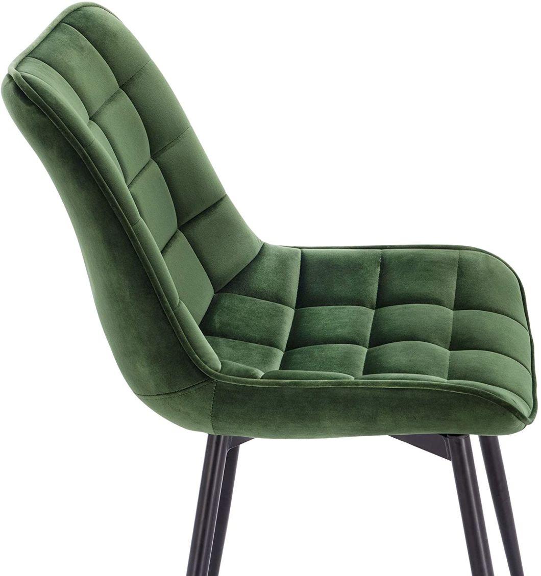 Kitchen Lounge Leisure Dark Green Velvet Reception Chairs with Backrest and Padded Seat Living Room Chairs