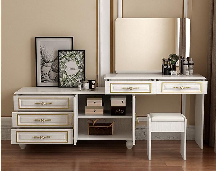 Modern Simple Metal Frame Dresser Table with Mirror and Drawers