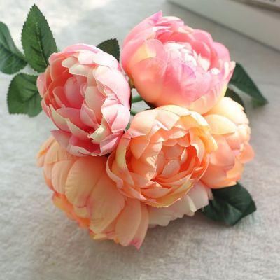 China Fabric Flowers Silk Rose Bouquet for Wedding Decoration