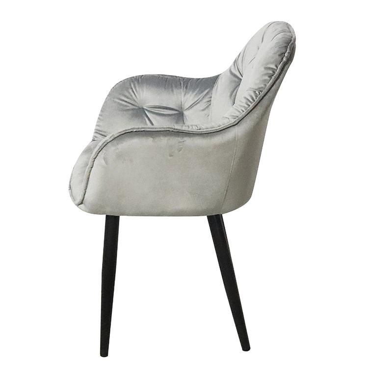 Modern Industrial Style Home Use High Quality Luxury Metal Legs Fabric Velvet Dining Chair