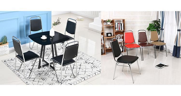 Hotel Restaurant Cafe Bar Furniture PU Leather Banquet Chair with Chromed Legs for Wedding