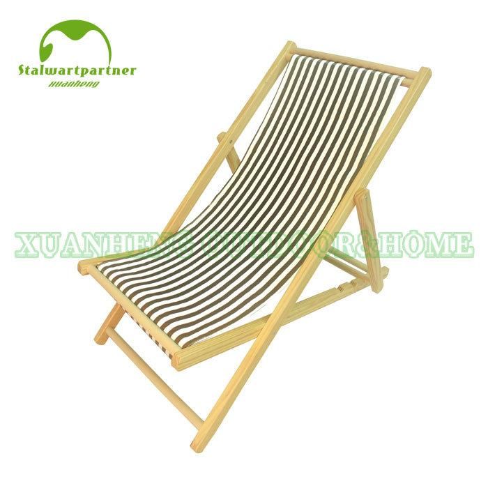 Red Folding Wooden Adjustable Lounge Beach Chair W/ Pillow
