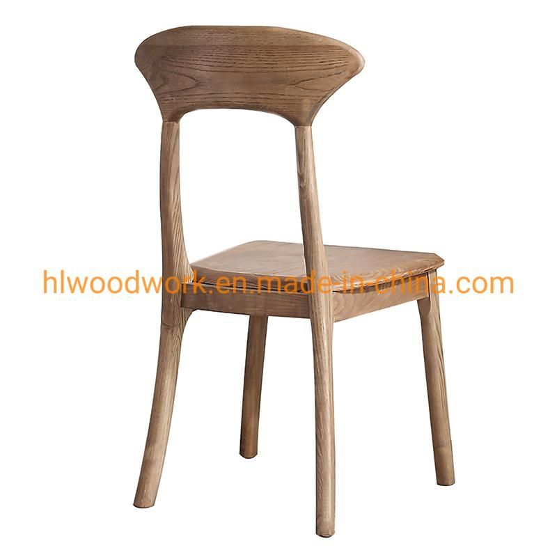 Antique Wooden Dining Chair Home Hotel Restaurant Chair Axe-Back Chair Ash Wood Walnut Color Solid Wood Chair Wholesale Dining Room Furniture Home Chair