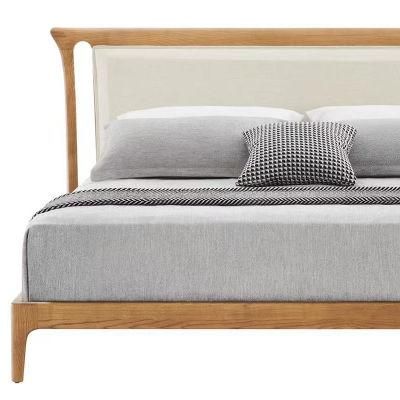 Modern Bedroom Platform Hotel Bed Soft Wooden Furniture King Size Double Bed
