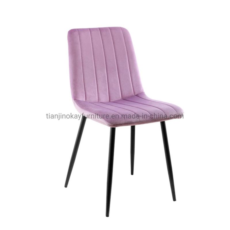 The Hot Selling Long Fur Velvet Hot Sale Fabric Black Painting Leg Leisure Dining Chair