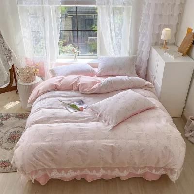 Bedspread Coverlets Home Textile Fabric Bed Linen Bed Sheet Quilt Hotel Bedding Set Pillow Case Bed Lace Cotton Bedsheet Duvet Covers