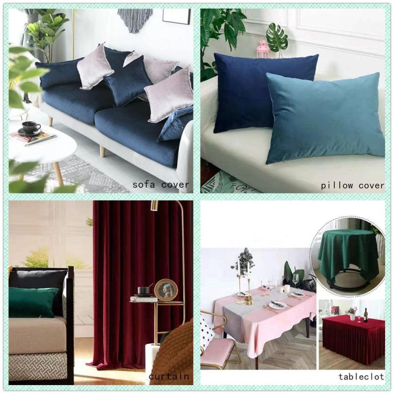 Free Sample Online Polyester Upholstery Sofa Plain Velvet Fabric