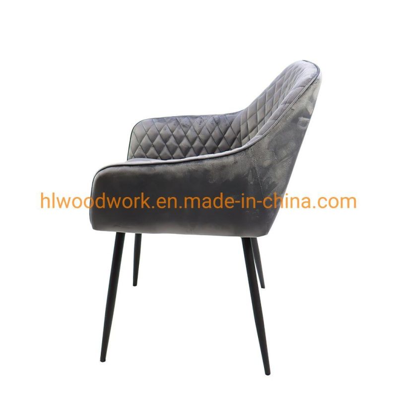 Nordic Simple Style Armchair Comfortable Restaurant Velvet Dining Chair Metal Hotel Home Restaurant Living Room Wedding Outdoor Furniture Dining Chair