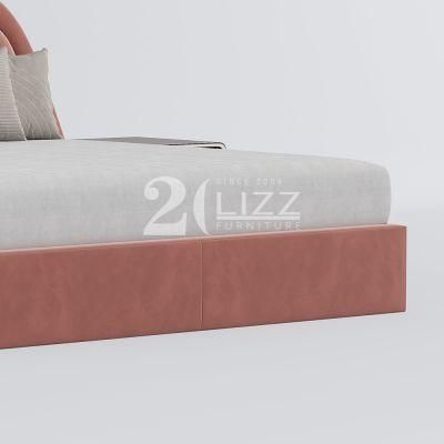 European Luxury Design Fabric Home Apartment Bedroom Furniture Set Fashionable Dusty Pink King Size Bed