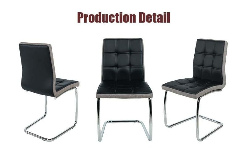 Wholesale Outdoor Indoor Furniture PU and Fabric Electroplating Chrome Steel Dining Chair