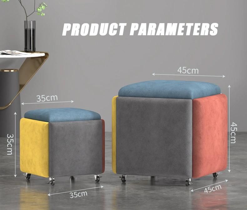 Modern Living Room Furniture Leather Stool Economical Folding Magic Cube Combinat Ottoman Pouf