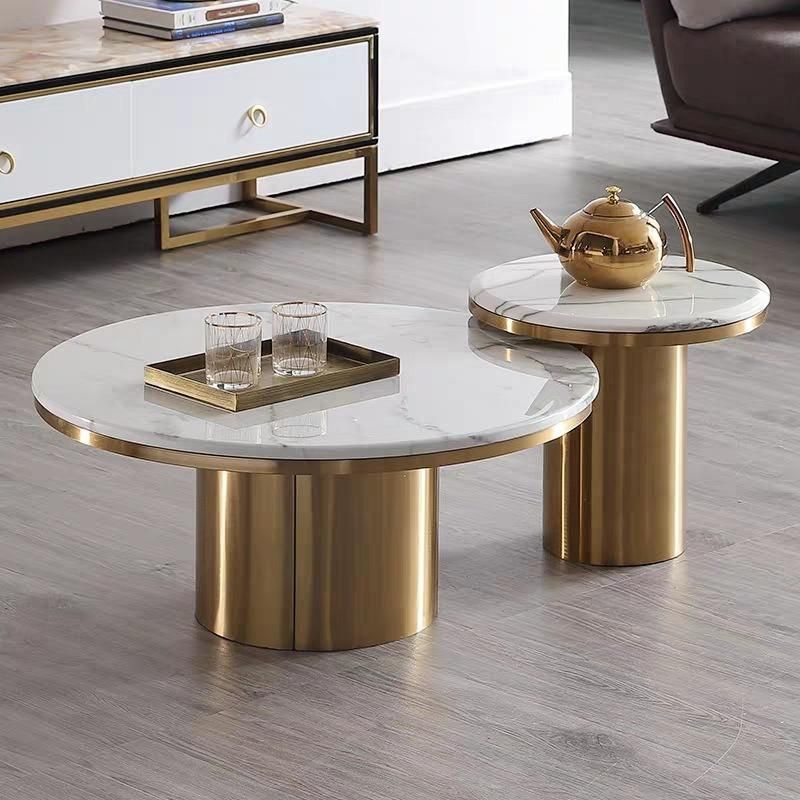 Luxury Modern Design Gold Stainless Steel Tempered Glass Top Rectangle Console Table