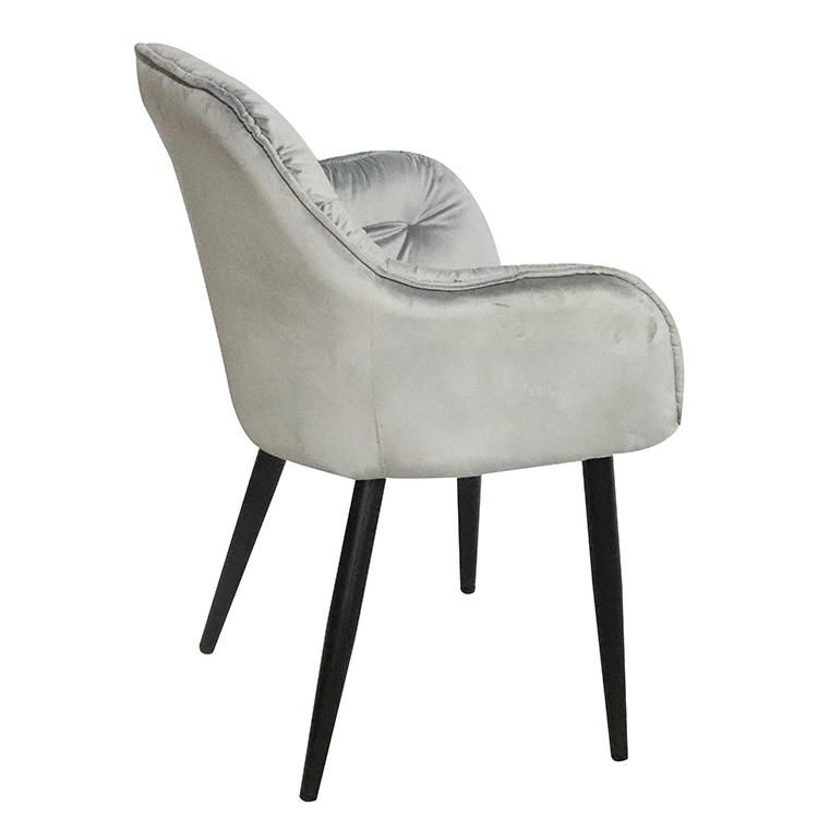 Fast Shipment Wholesale Hot Selling Iron Leg Modern Nordic Grey fabric Dining Chair