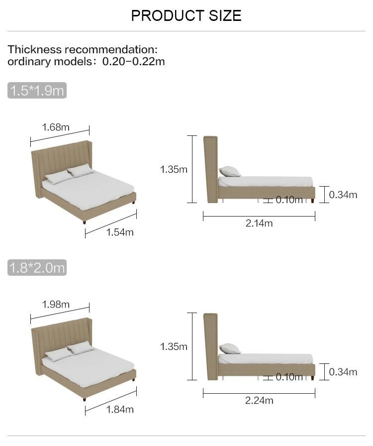 Linsy Hot Sale Wood Fabric King Queen Size Modern Bed Rax2a