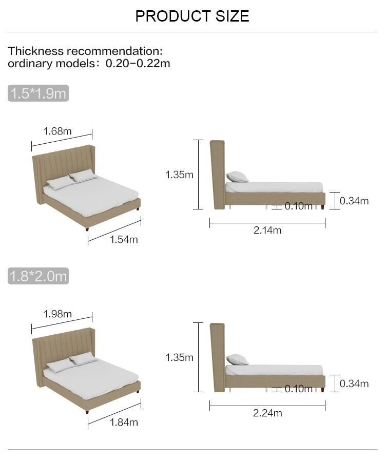 Linsy Hot Sale Wood Fabric King Queen Size Modern Bed Rax2a