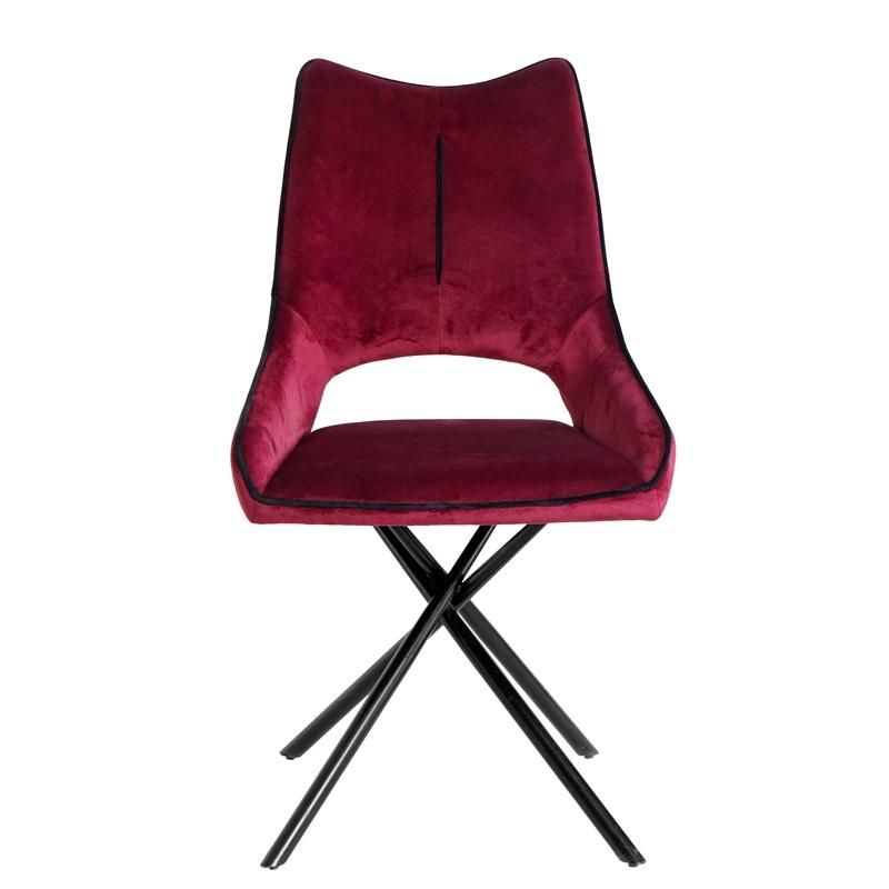 Nordic Design Hotel Dining Room Metal Frame Leisure Modern Velvet Fabric Dining Chair