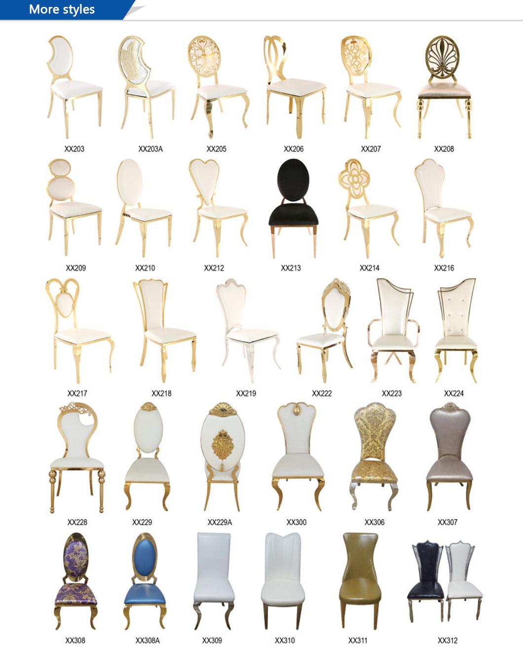 Gold Stainless Steel Frame Oval Carved Back Chairs Used Wedding for Sale