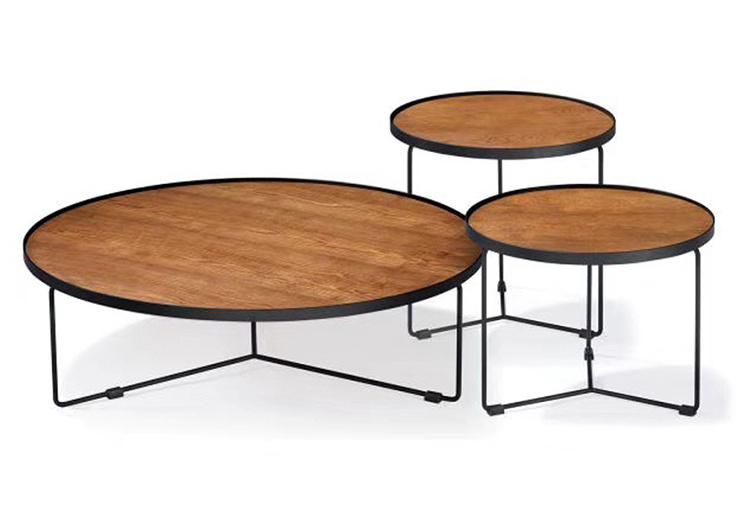 Optional Size Modern Office Furniture Wooden Top Small Round Coffee Tea Table