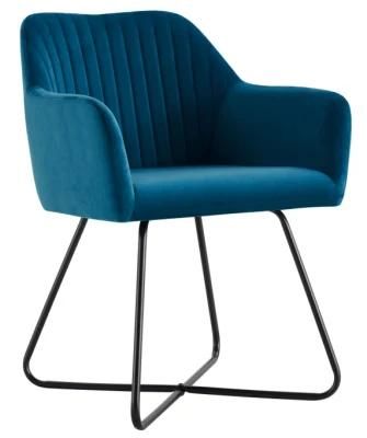 Wholesale Modern Luxury Ergonomically Design Upholstered Metal Legs Dining Velvet Restaurant Chairs