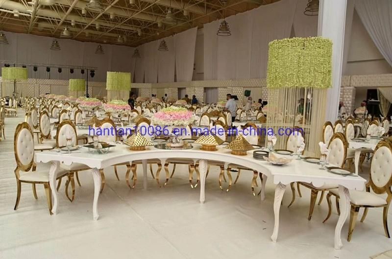 Dining Room Strong Modern Design Back White Leather Stainless Steel Leisure Gold Chair