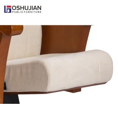 Luxury Wood Fabric Single Leg Lecture Hall Conference Auditorium Seating Chair