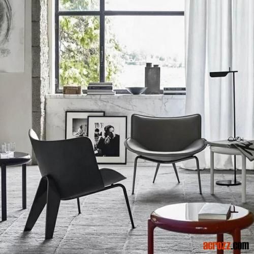 Nordic-Style Italian Furniture Orange Leather Armchair Armrest Easy Chair Living Sofa Do Maru Chair