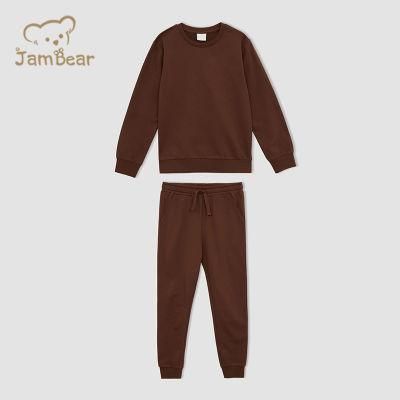 Organic Cotton Regular Fit Long Sleeve Slogan Print Lounge Set Eco Friendly Kids Jogger Set Sustainable Sweatshirt and Jogger Sets