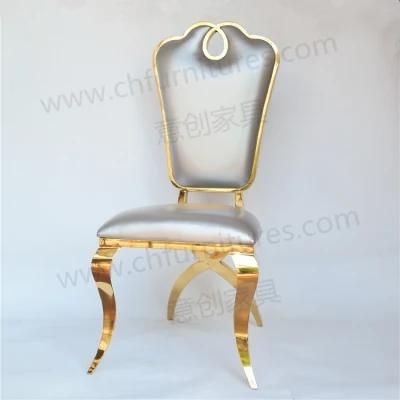 Yc-Zs60 Modern Design Leather Cushion Gold Stainless Steel Wedding Chair