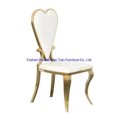 Heart Shape White Back Stainless Steel PU Leather Hotel Wedding Dining Chair