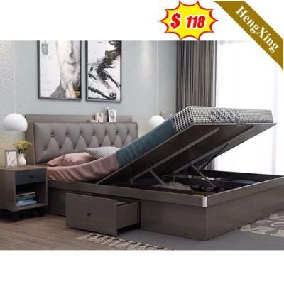 Wooden Modern Leather Headboard Home Furniture King Queen Size Double Massage Adjustable Bed with Memory Foam Mattress