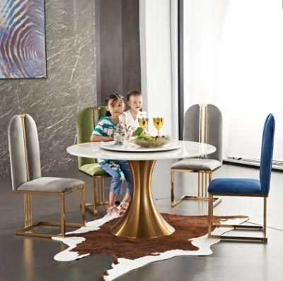 High Back Velvet Fabric Metal Dining Chair