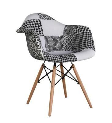 Fabric Upholstery Wood Colorful Upholstered Fabrics Chair with Wood Leg High Back Dining Chair