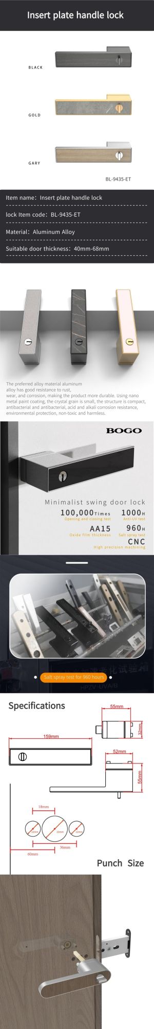 Silver/Black/White Electroplating Cabinet Drawer Entrance Aluminum Door Handle Lock