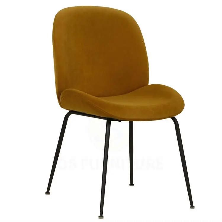 Dinning Room Furniture Restaurant Modern Design Green Upholstered Soft Fabric Velvet Dining Chairs with Powder Coated Legs