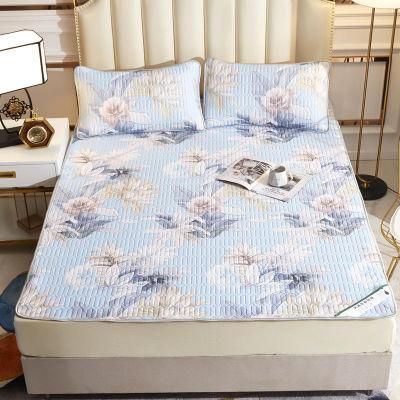 Super Cool Feeling Fabric with Rubber Filling Summer Bedding Set Mattress Cover with Pillowcase