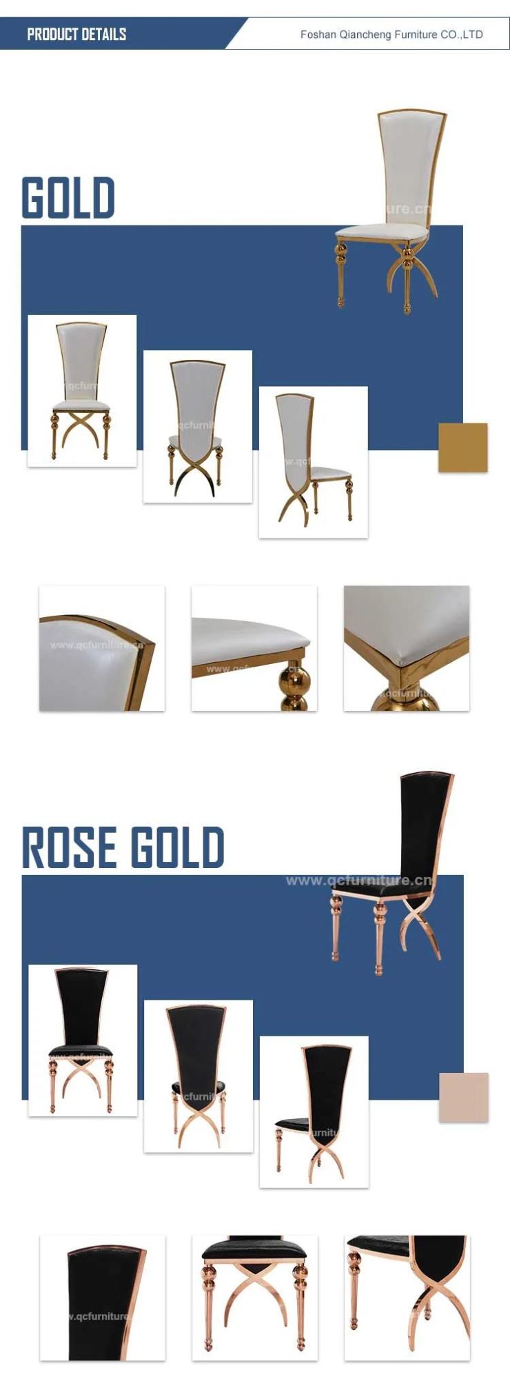 Modern Hotel Furniture Golden Metal Restaurant PU Dining Chair