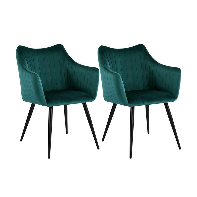 Dining Room Furniture Green Velvet Fabric Seat and Back Dining Chair