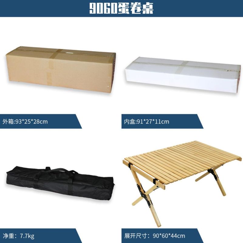 Camping Wooden Foldable Table Bamoo Egg Roll Table