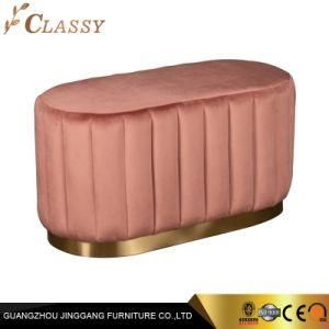 Modern Hotel Furniture Golden Steel Fabric Velvet Bed Bench