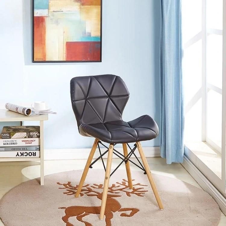 French Style Coffee Shop Modern Comfort Soft PU Leather Dining Chair with Wood Leg