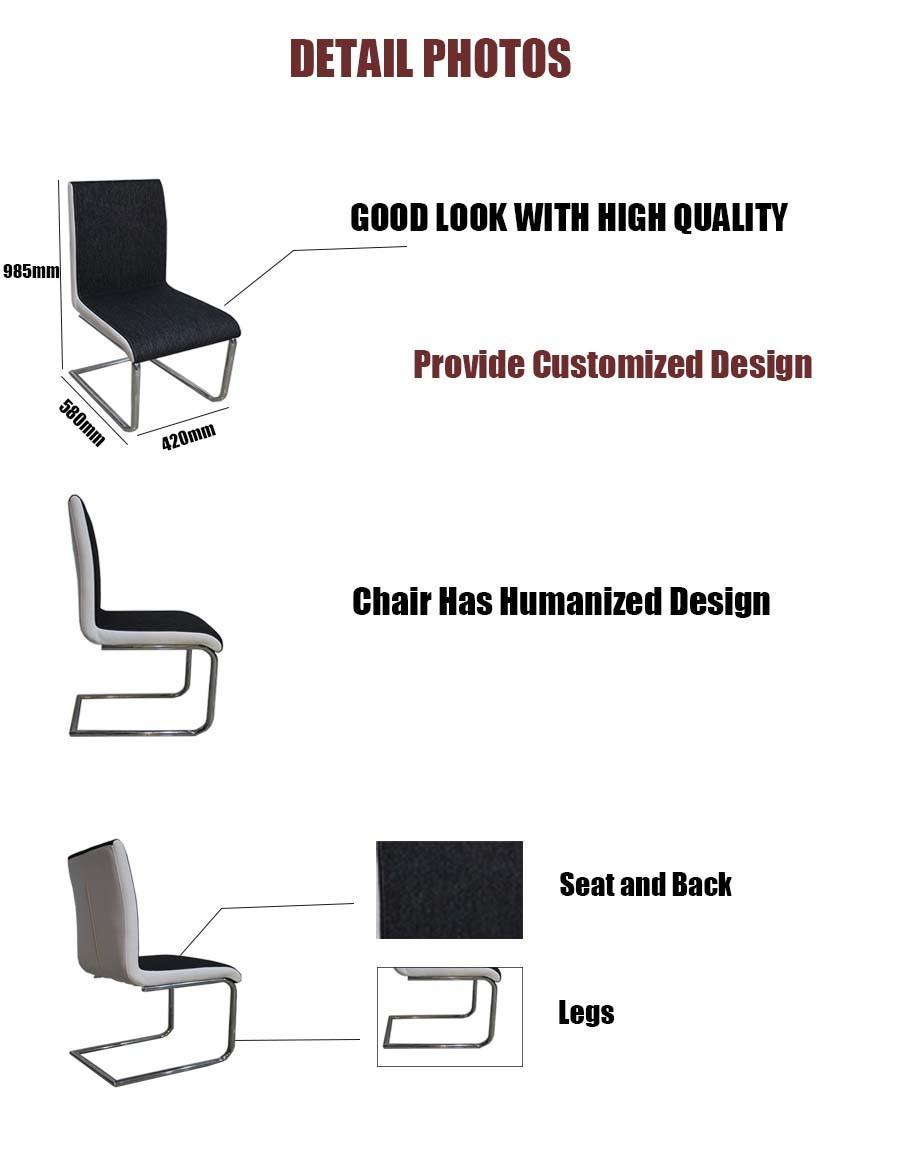Modern Home Office Dining Room Furniture Fabric PU Back and Seat Dining Chair