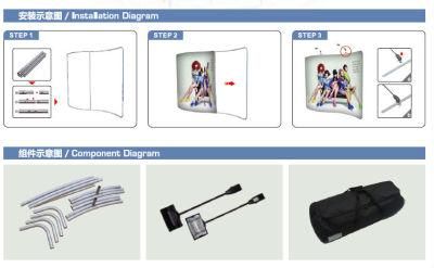 20FT Curved Aluminum Tension Fabric Waveline; Display Stand;