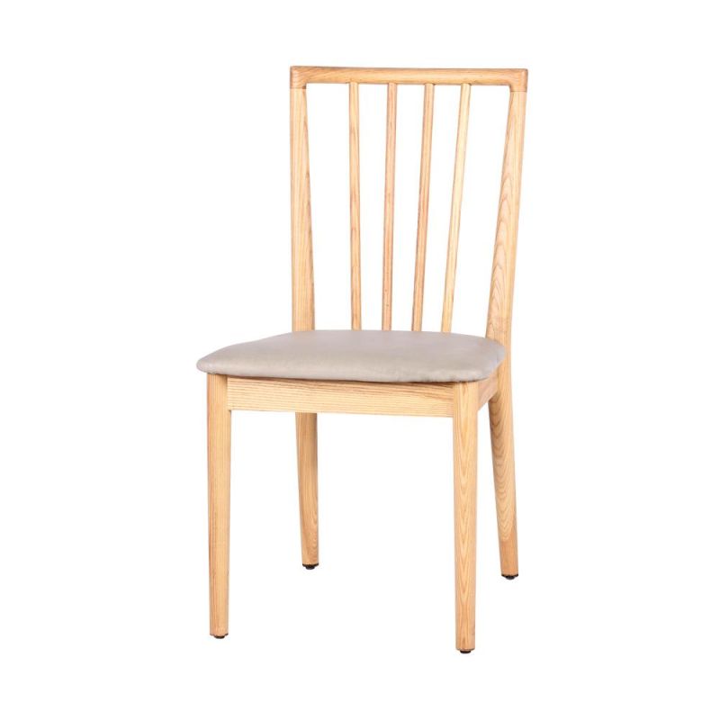 Simple Design Wooden Frame Fabric Seat Dining Chair for Coffee Shop Use