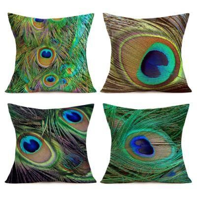 Fashion Feather Digital Printing Design Soft Cushion on Sofa 100% Cotton Linen Fabric Chair Cushion Pillow Case Daily Use Cushion Cover