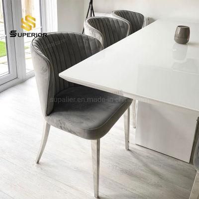 2022 Living Room White Velvet Fabric Metal Chairs for Dining