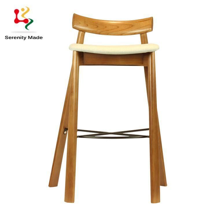 Vintage Counter Height Restaurtant Cafe Lounge Club Solid Bar Chair Pub Stool Fabric Upholstered High Chair for Bar Table