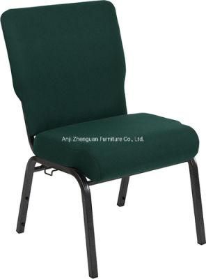 Professional Manufacturer of Hunter Green Fabric Metal Church Worship Auditorium Chair (ZG13-010)