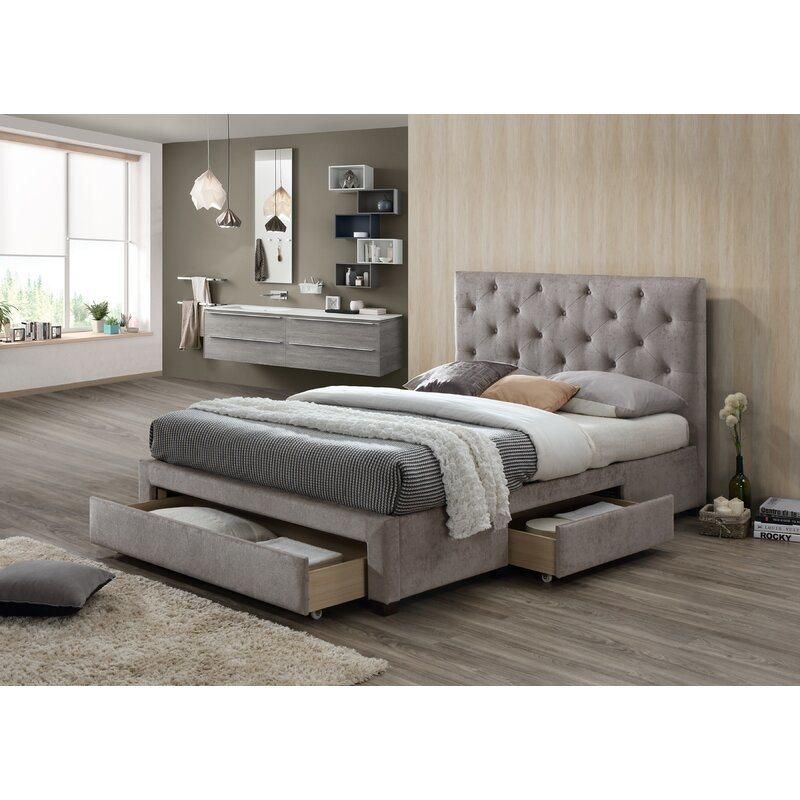 Modern Singapore Style Industrial Pipe Bed Frame of Full Size Frame Bed in Velvet with Drawer